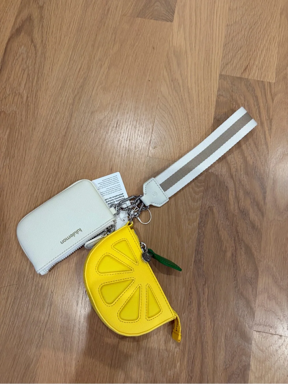 Lululemon RARE!!! Dual Pouch Wristlet Textured Leather Alternative LEMON